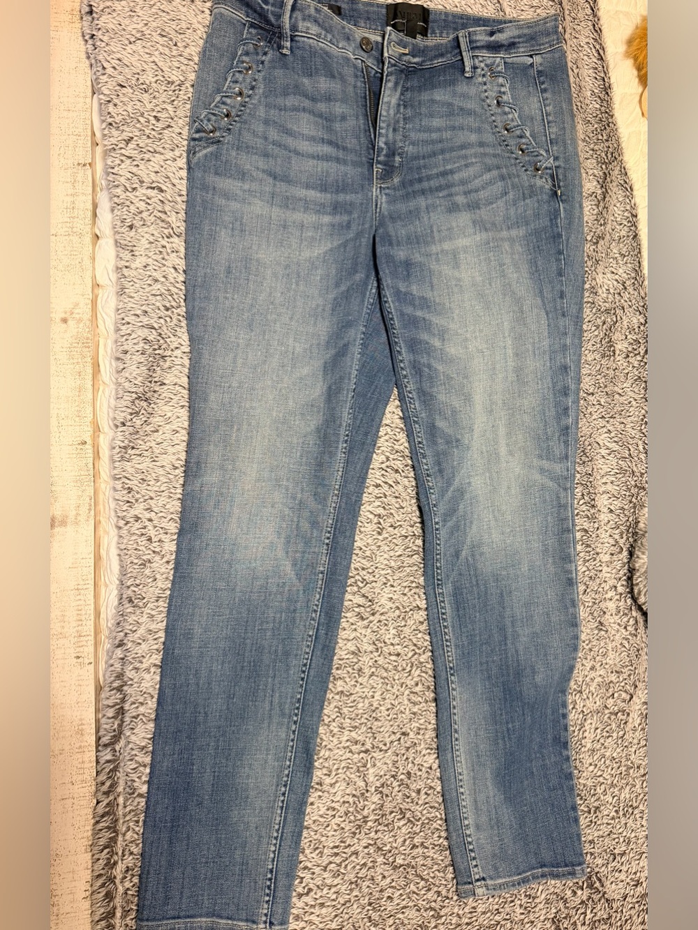 WHBM High-Rise Grommet Lace-Up Slim Jeans Size 12